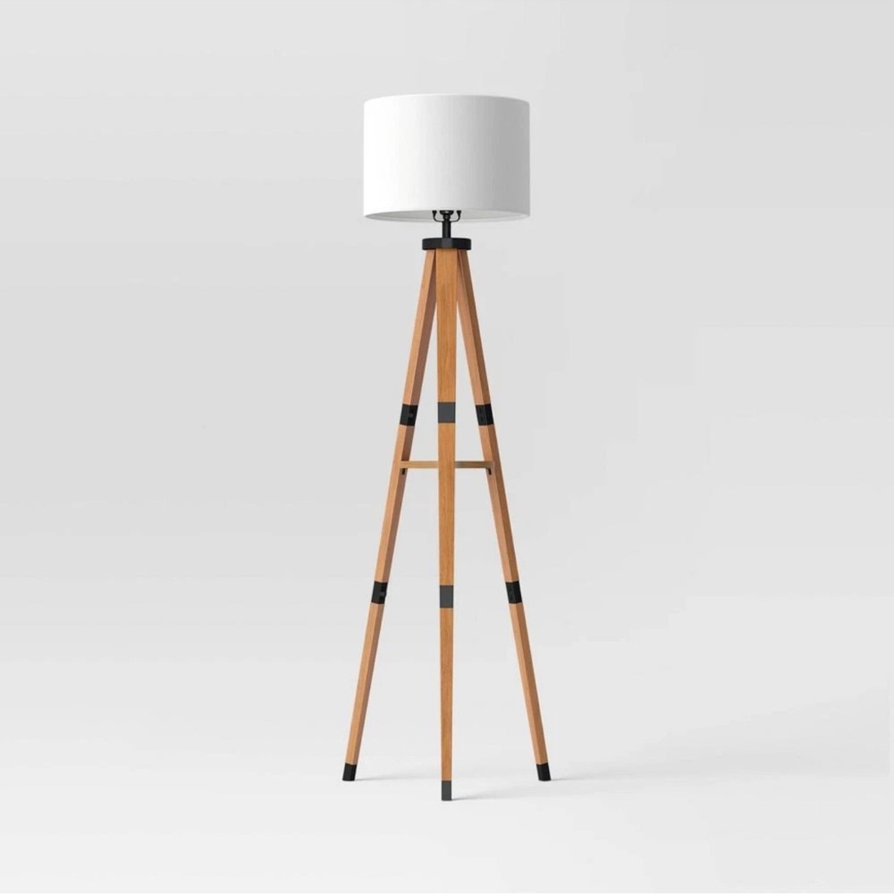 Threshold 3 prong floor lamp wooden legs